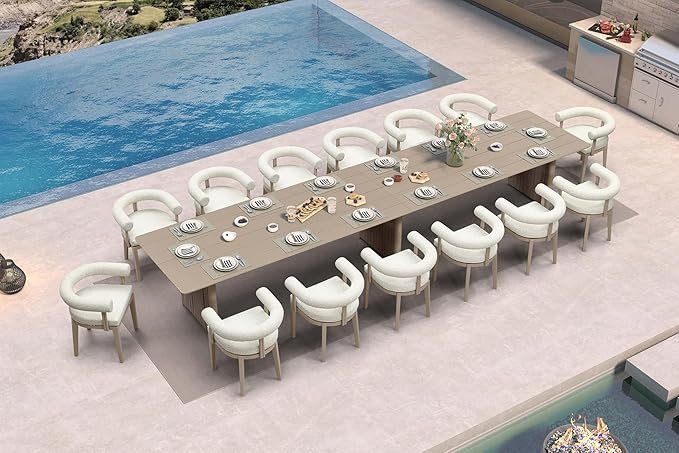 PURPLE LEAF Patio Dining Set 15 Pieces Luxury Modern Conversation Set Aluminum Large Rectangle Di... | Amazon (US)