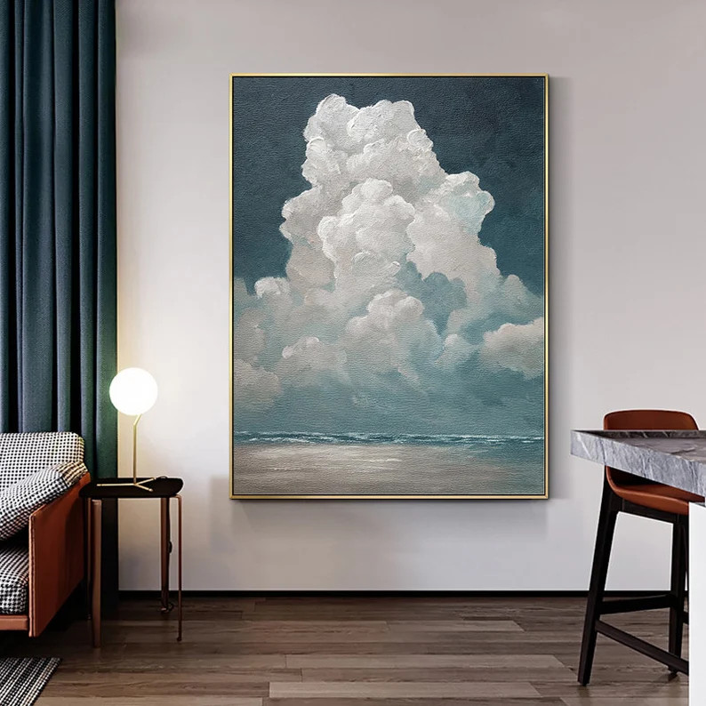 Large Abstract Clouds Oil Painting on Canvas, Original Landscape Canvas Wall Art, Modern Hand-pai... | Etsy (US)