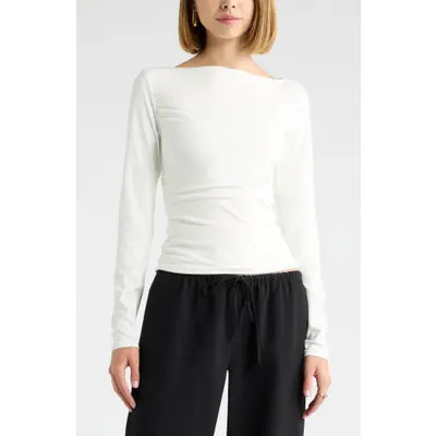 Open Edit Ruched Side Top in Black at Nordstrom, Size X-Large | Nordstrom