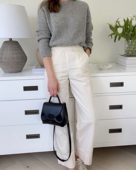Grey sweater with the most comfortable elastic waist trouser 🤎 bag is polene

#LTKworkwear #LTKSeasonal #LTKshoecrush
