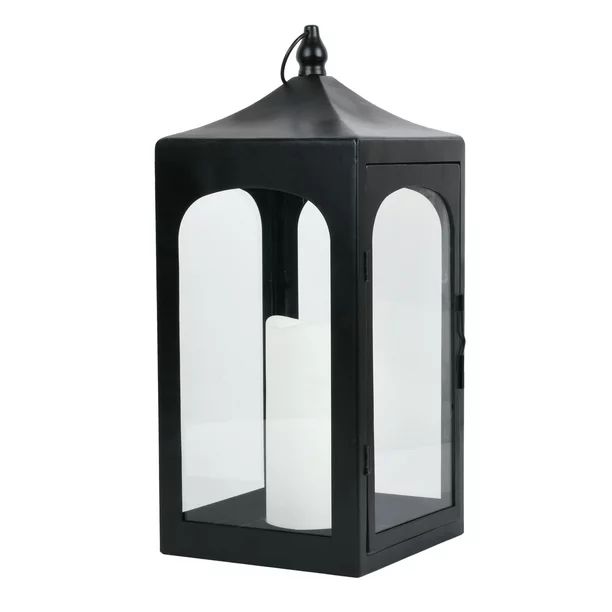 Better Homes & Gardens 18" Battery Operated Outdoor Black Metal and Glass Lantern with Removable ... | Walmart (US)