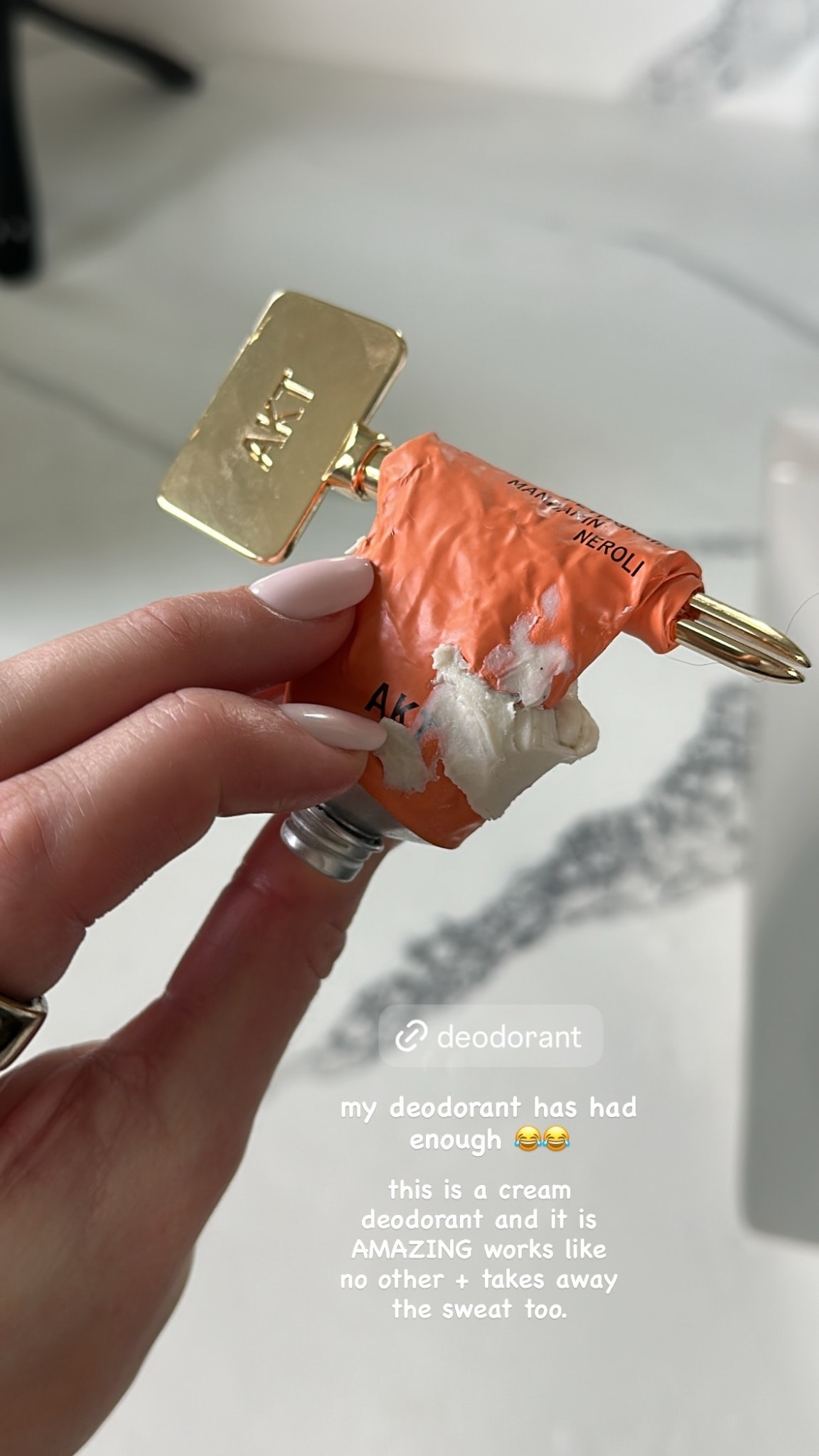 my deodorant has had enough 😂😂 @akt_ldn  this is a cream deodorant and it is AMAZING works like no other + takes away the sweat too. 

#LTKgrwm #LTKselfcare #LTKBeauty