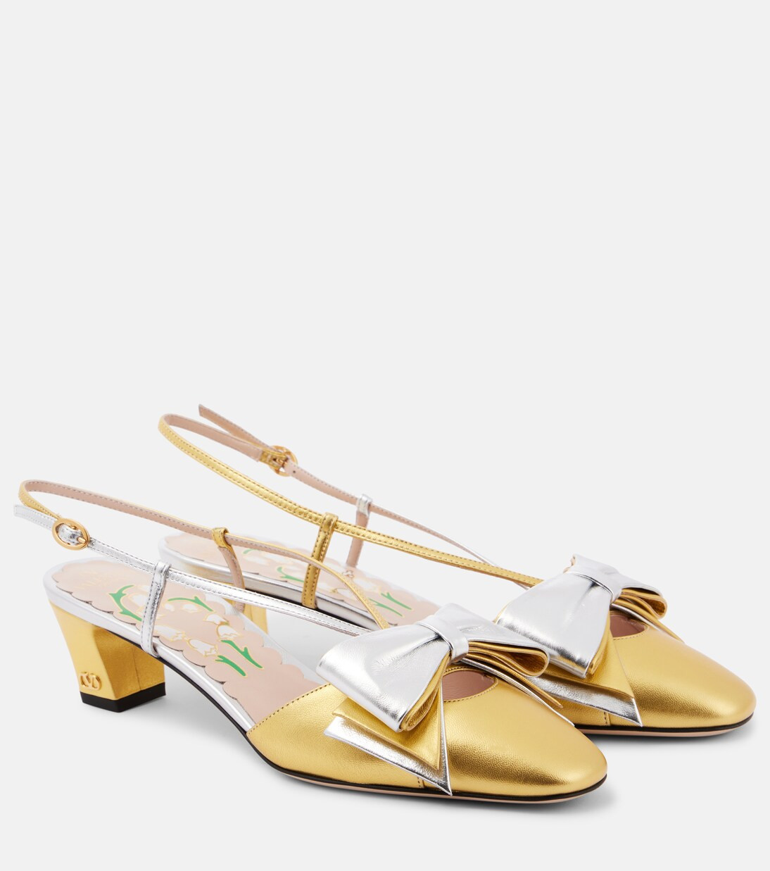 Bowow 45 metallic leather slingback pumps | Mytheresa (US/CA)
