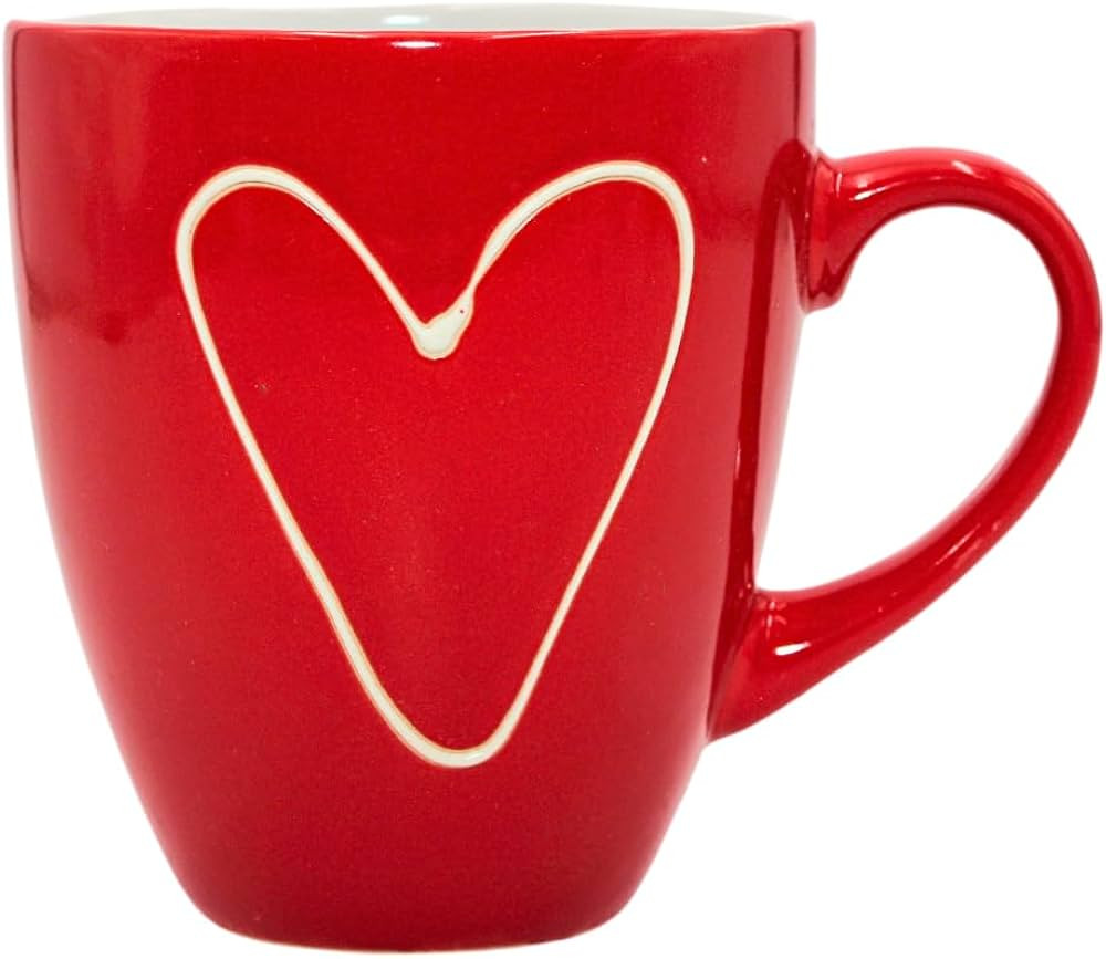Dekohelden24 Maxi – Tasse à café en céramique rouge avec cœur, H : env. 11 x 9 cm, capacit... | Amazon (FR)