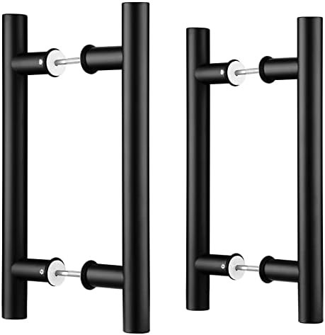 EaseLife 12" Double Sided Push Pull Door Handle,Matte Black,Stainless Steel,H Shape Sliding Door ... | Amazon (US)