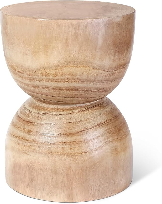 Athaliah Wooden Side Table, 15.75" Hand Carved Rustic Wood Tree Stump End Table, Natural Paulowni... | Amazon (US)