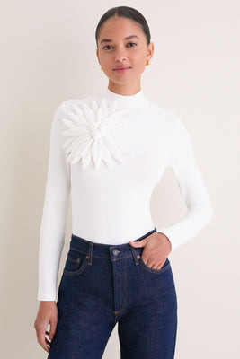 Off-White Long Sleeve Flower Top | Tuckernuck (US)