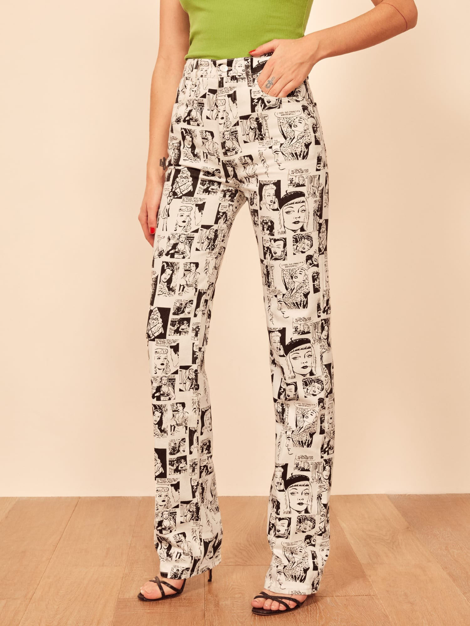 Newsprint High Rise Straight Long Jeans | Reformation (Global)