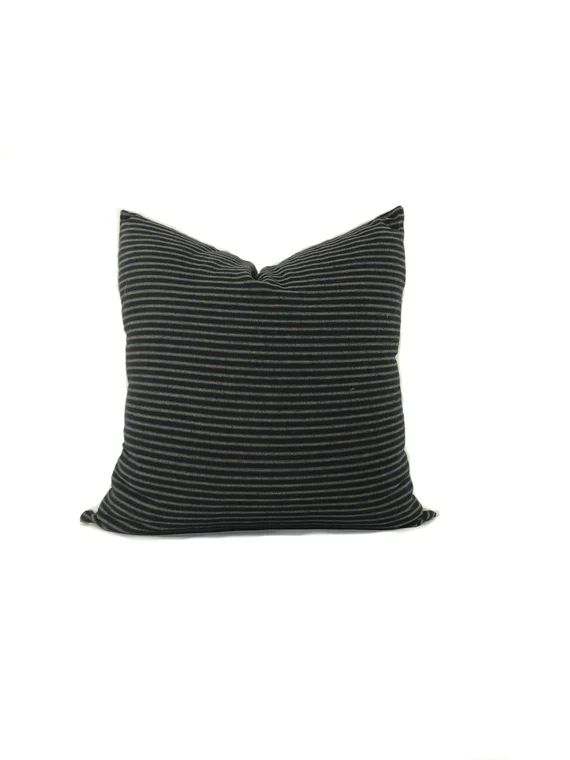 Black Stripe Pillow Cover  Black and Tan Pillow  Black Throw | Etsy | Etsy (US)