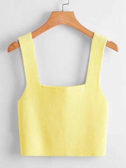 Solid Ribbed Knit Top | SHEIN