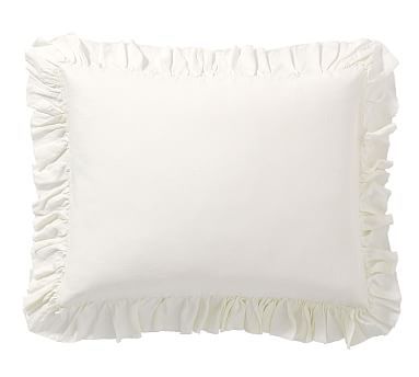 Belgian Flax Linen Fringe Ruffle Sham, Standard, Classic Ivory | Pottery Barn (US)