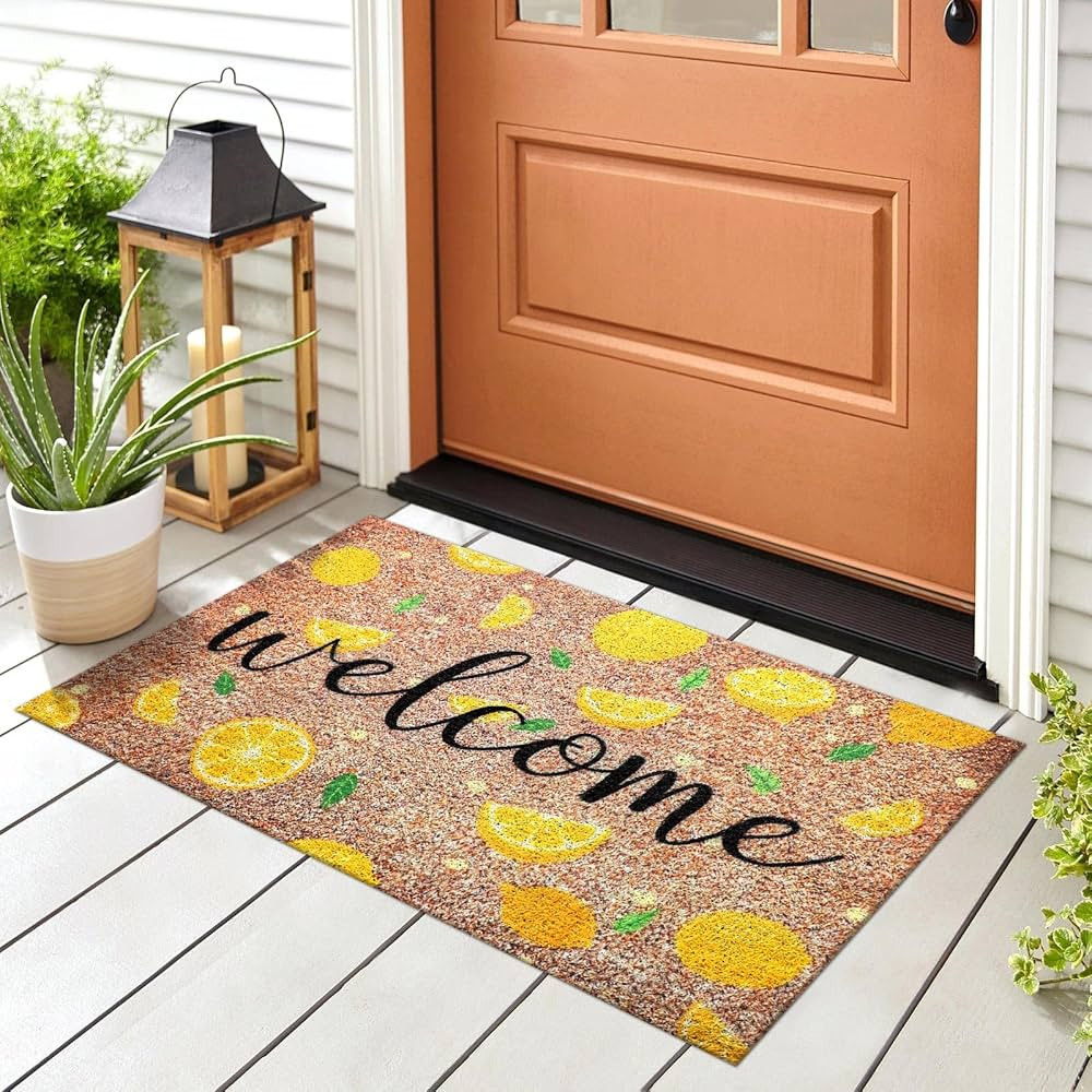 Lemon Door Mat 30 x 18 Inch Lemon Welcome Mat Outdoor Lemon Rugs Yellow Lemon Doormat Non Slip Se... | Amazon (US)