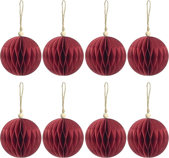 KI Store 8pcs Red Paper Christmas Balls with Magnetic Closing 3.15-Inch Paper Christmas Tree Deco... | Amazon (US)