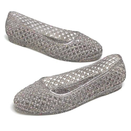 Stunner Jelly Flat Shoes Breathable Hollow Ballet Sandals Black 40(8.5) | Amazon (US)