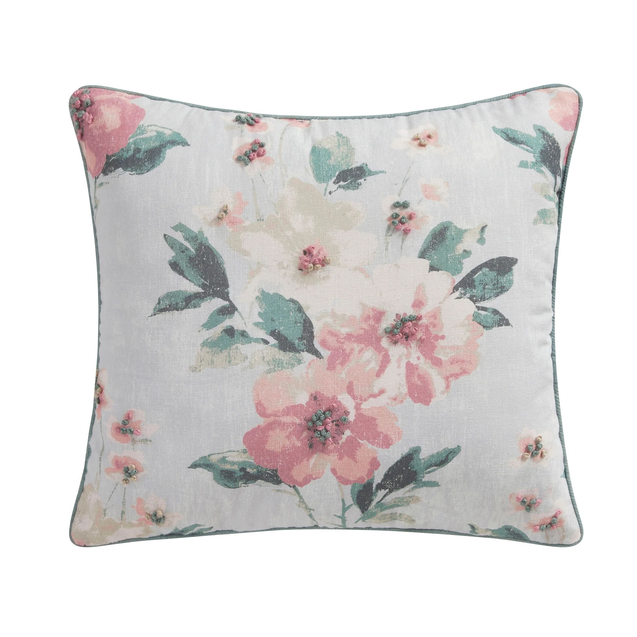My Texas House Lisette 18" x 18" Multi-Color Floral Bunny Cotton Decorative Pillow | Walmart (US)