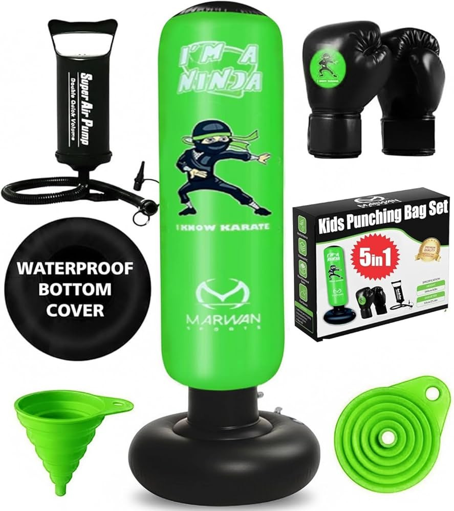 Marwan Sports 5-in-1 Inflatable Punching Bag for Kids – 63" Karate Toy Set with Boxing Gloves, ... | Amazon (US)