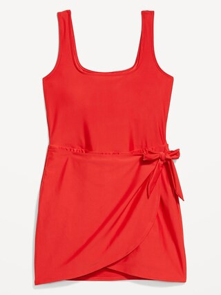 Matte Side-Tie Swim Dress | Old Navy (US)