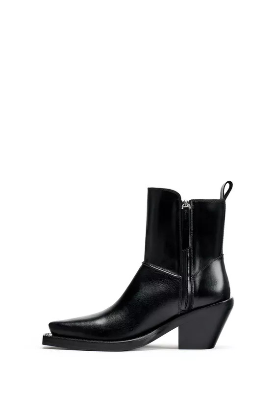 LIMITED EDITION LEATHER COWBOY ANKLE BOOTS | Zara US