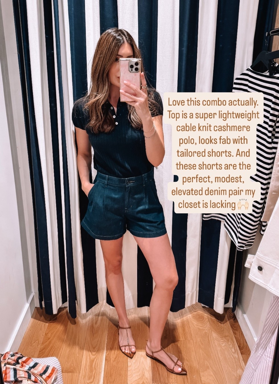 Small in sweater, 25 in shorts 