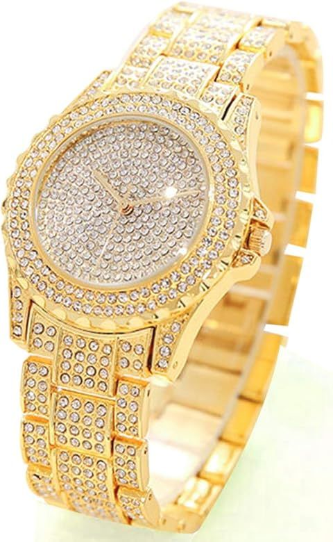 Luxury Women Watch Bling Bling Fashion Jewelry Crystal Diamond Rhinestone Ladies Watches Steel Ba... | Amazon (US)