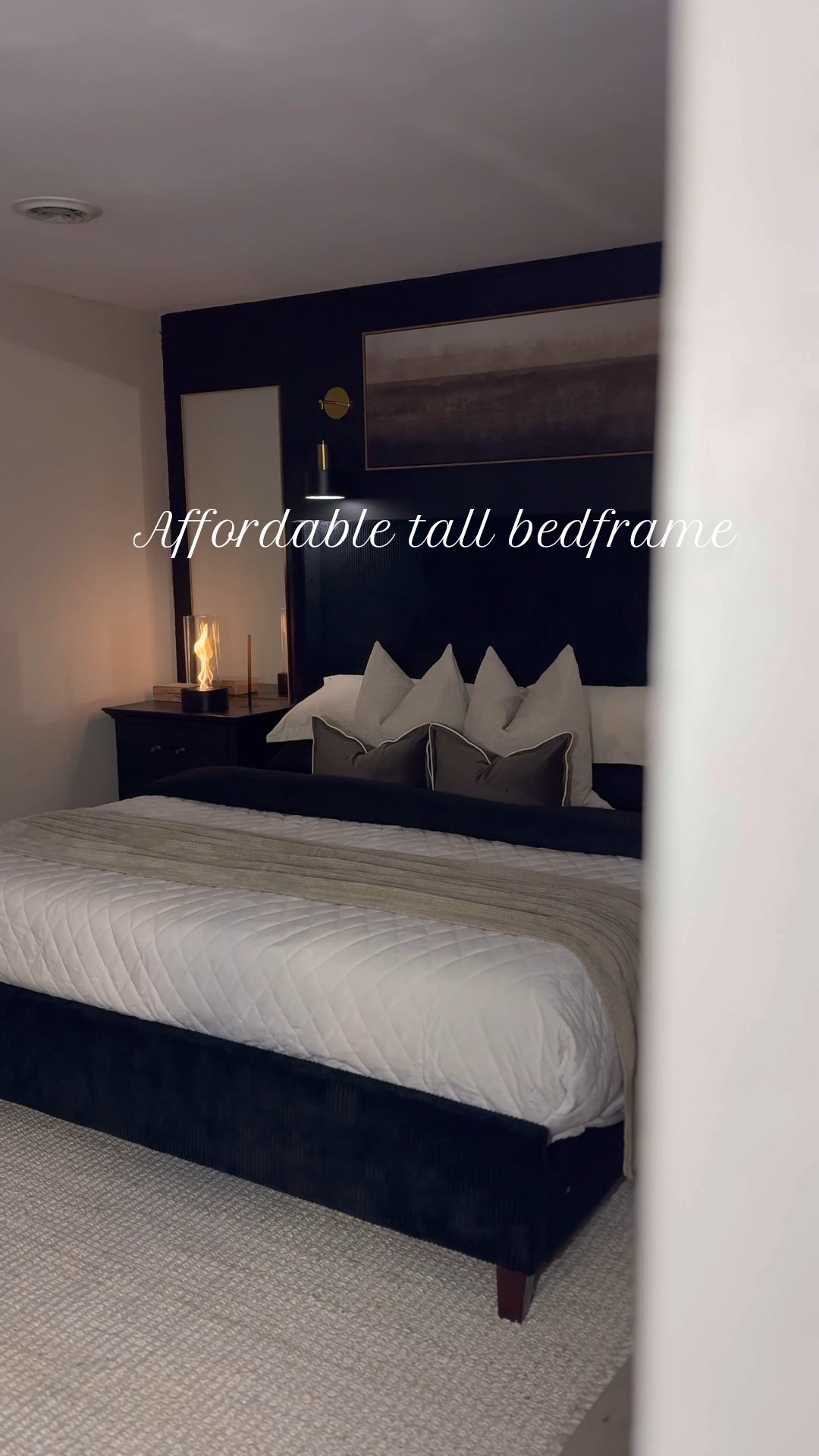 My bedframe sits 61 inches high and for the price it’s an absolute steal! 4inch clearance for easy vacuum access also comes in more colors ❤️ #wayfairhome #wayfair | bedroom design 

#LTKSaleAlert #LTKHome #LTKHoliday