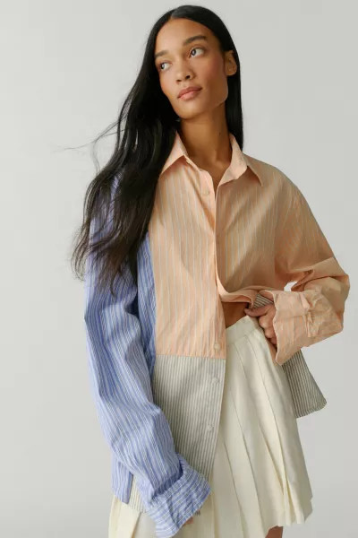 Urban Renewal Upcycled Tri-Splice Button-Down Shirt | Urban Outfitters (US and RoW)