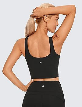 CRZ YOGA Butterluxe Womens High Neck Longline Sports Bra - U Back Padded Crop Workout Tank Top wi... | Amazon (US)
