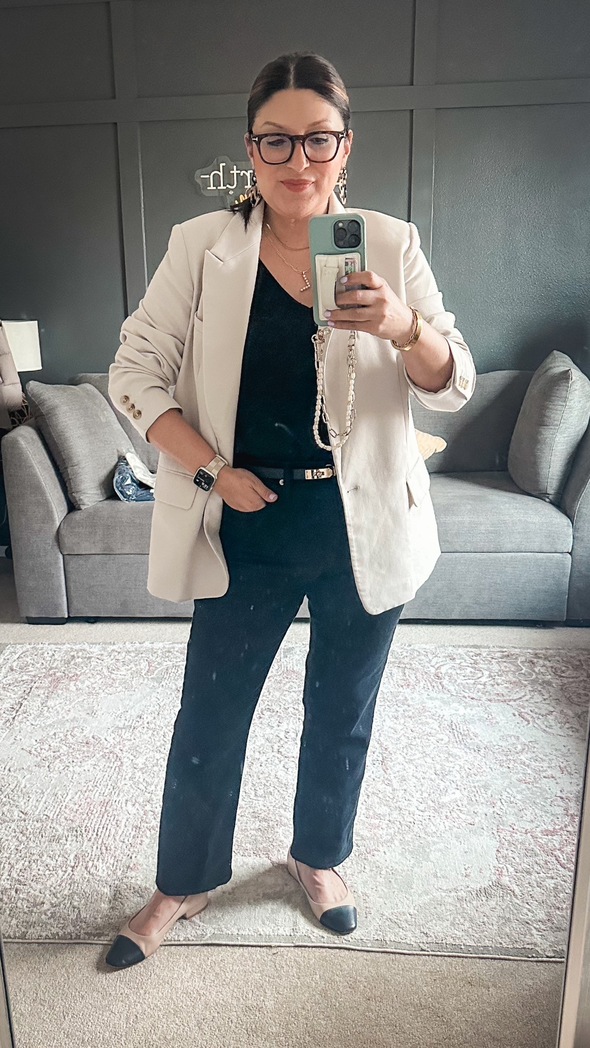 Open Edit blazer, XL
Nordstrom satin tank, L
Amazon belt, OS
J. Crew jeans, 31
Steve Madden flats - old but I linked similar
Jo Malone scent - wood sage and sea salt 

#LTKOver40 #LTKMidsize #LTKStyleTip