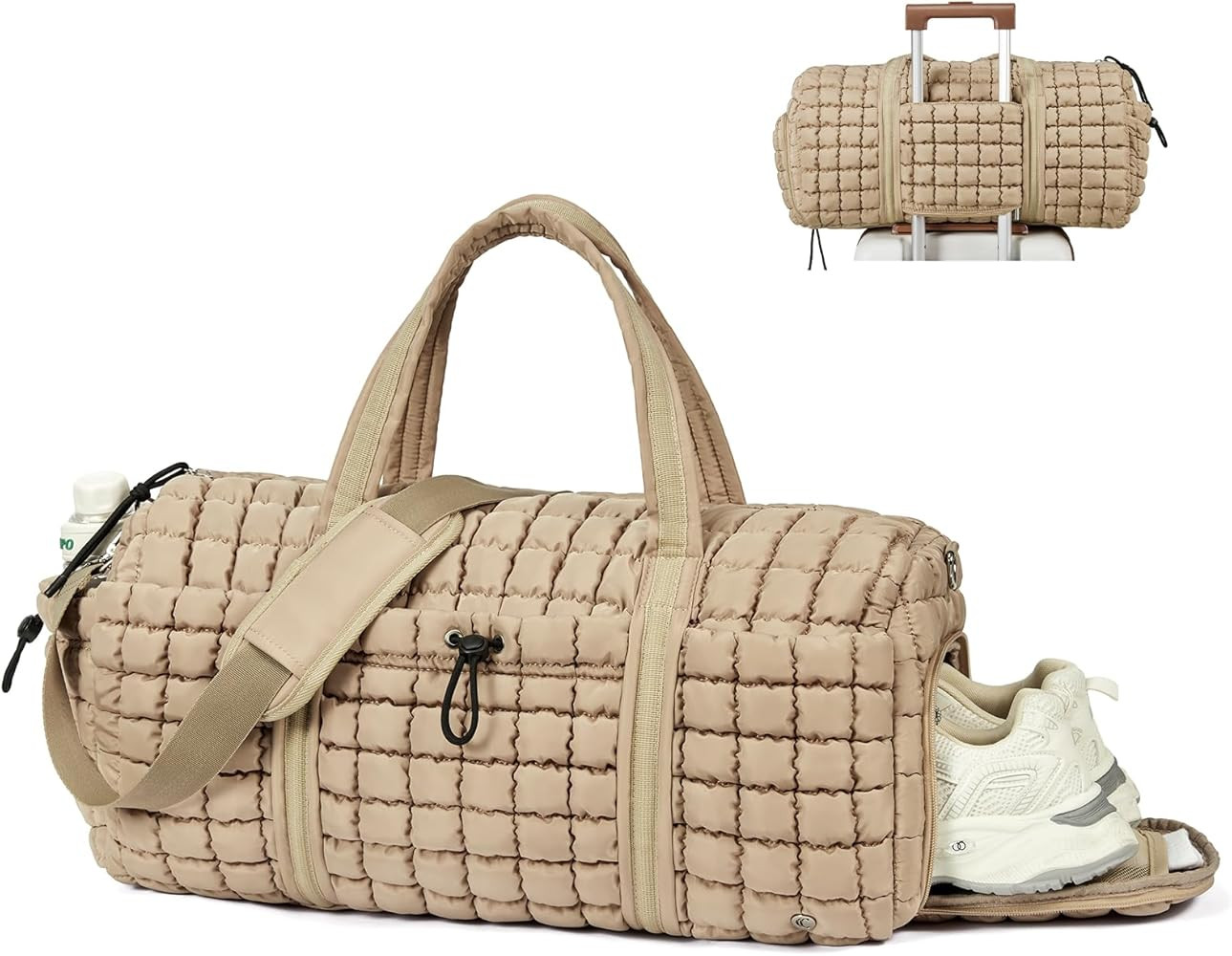 Amazon.com | CLUCI Quilted Duffel Bag for Women, Large Puffer Duffle Weekender Bag with Shoe Comp... | Amazon (US)