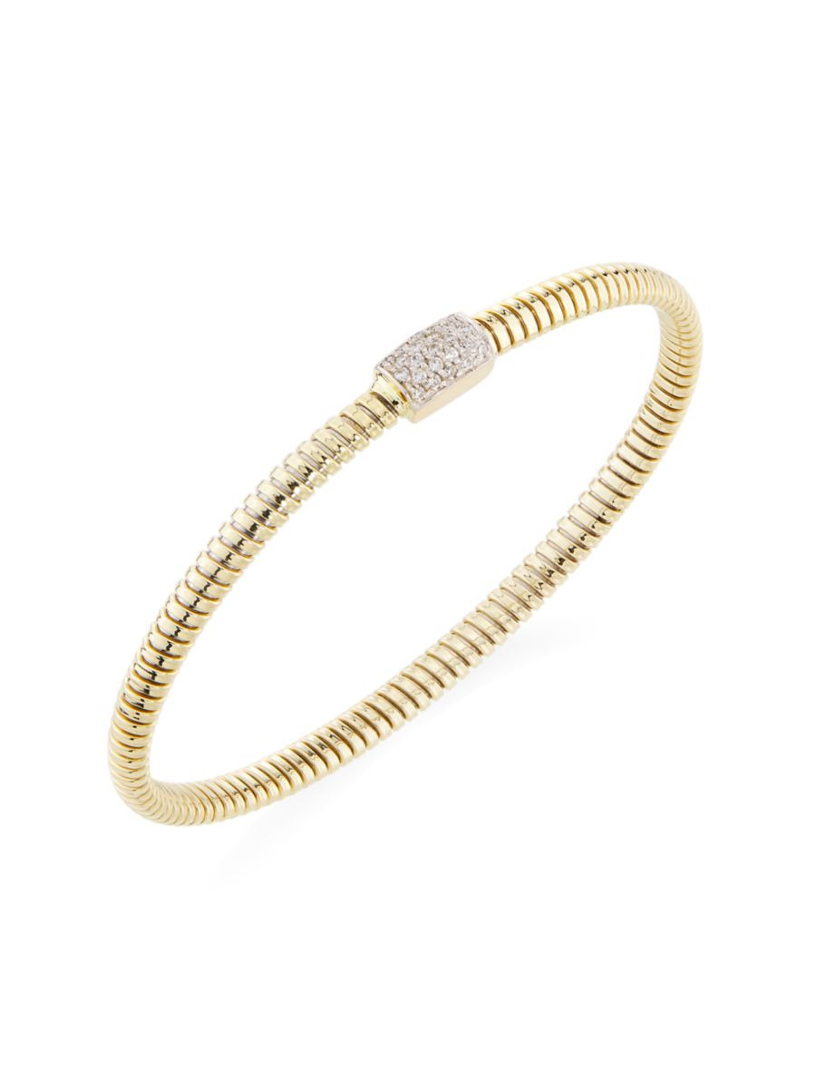 14K Yellow Gold & 0.2 TCW Diamond Tubogas Bangle | Saks Fifth Avenue