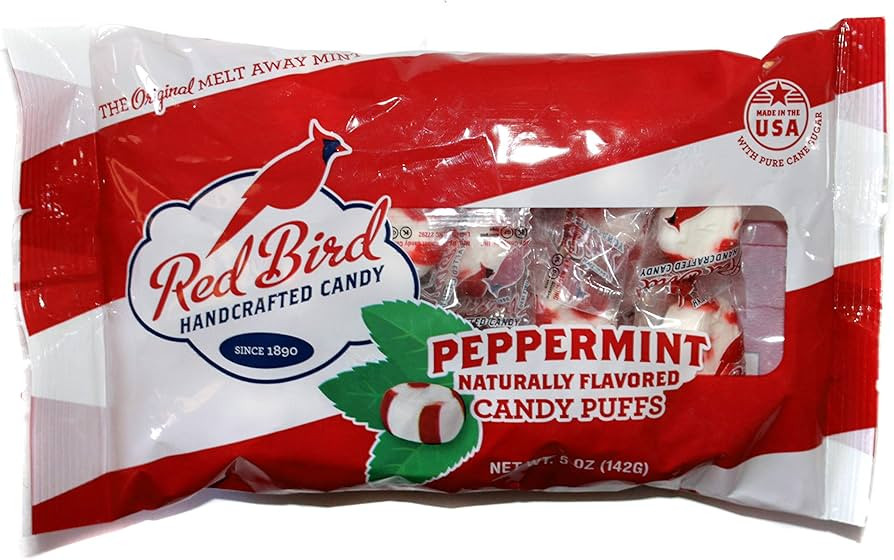 Amazon.com : Red Bird (1) Bag Peppermint Candy Puffs - The Original Melt Away Mint - Naturally Fl... | Amazon (US)