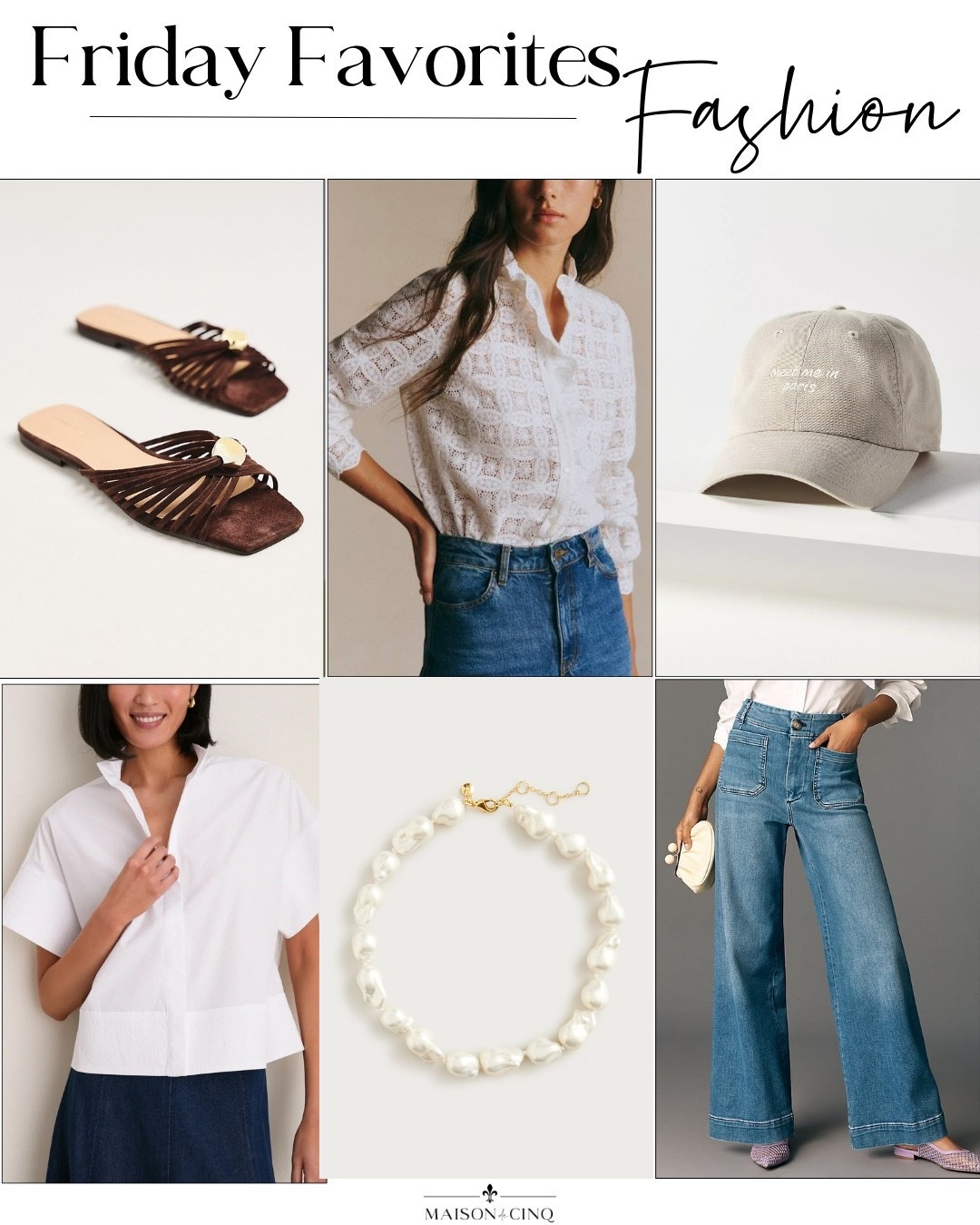 This week’s Friday Favorites are full of French-inspired fashion - chic pieces that are flattering and easy to wear!

Summer fashion, French fashion, French girl fashion, denim, wide leg jeans, spring fashion, fall fashion, tops, shirt, jewelry, sandals

#LTKOver40 #LTKTravel