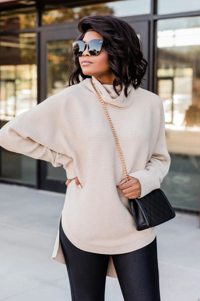 Destined For Success Taupe Sweater | The Pink Lily Boutique