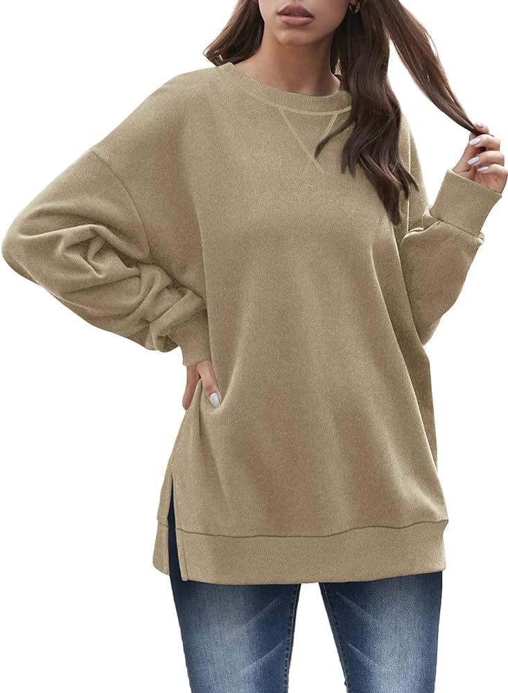 Dofaoo Sweatshirt for Women Crewneck Long Sleeve Shirts Casual Tunic Tops to Wear with Leggings | Amazon (US)