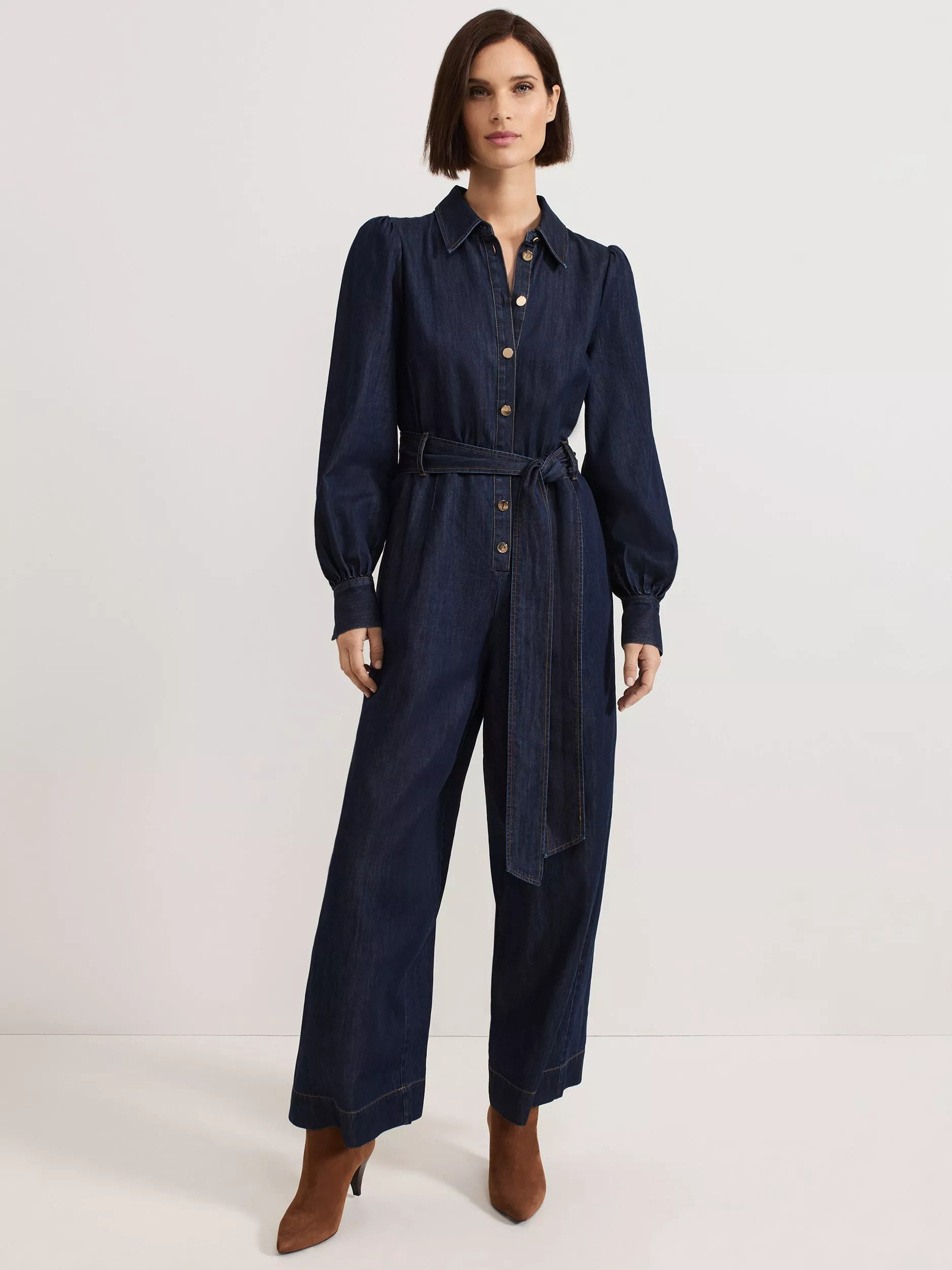 Phase Eight Gemma Denim Jumpsuit, Indigo | John Lewis (UK)