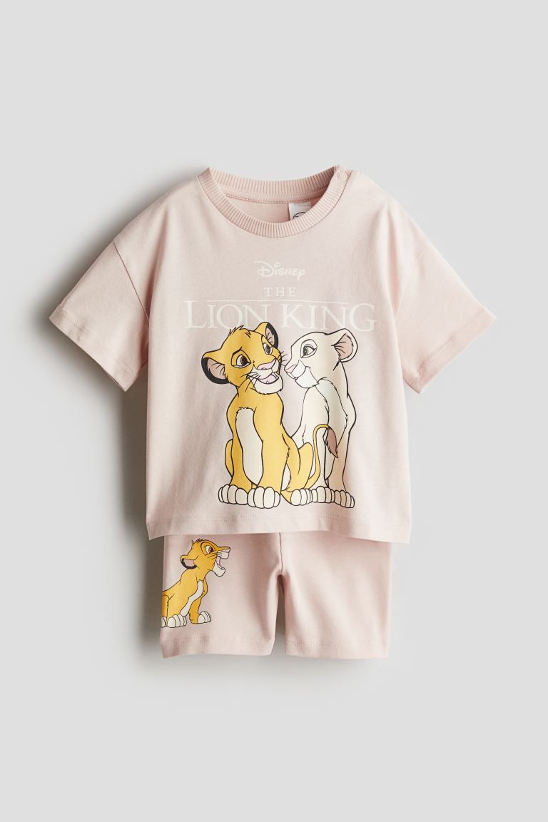 2-piece Jersey Set - Regular waist - Round Neck - Light dusty pink/The Lion King - Kids | H&M US | H&M (US + CA)