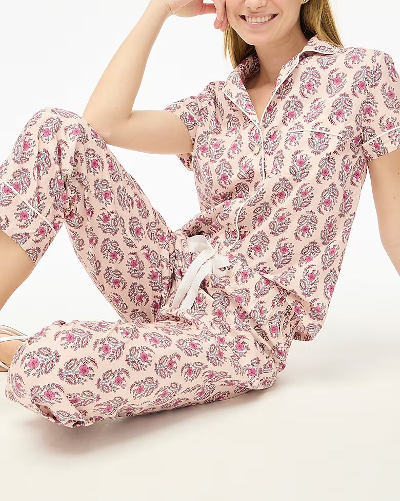 Short-sleeve pajama set with cropped pant | J.Crew Factory