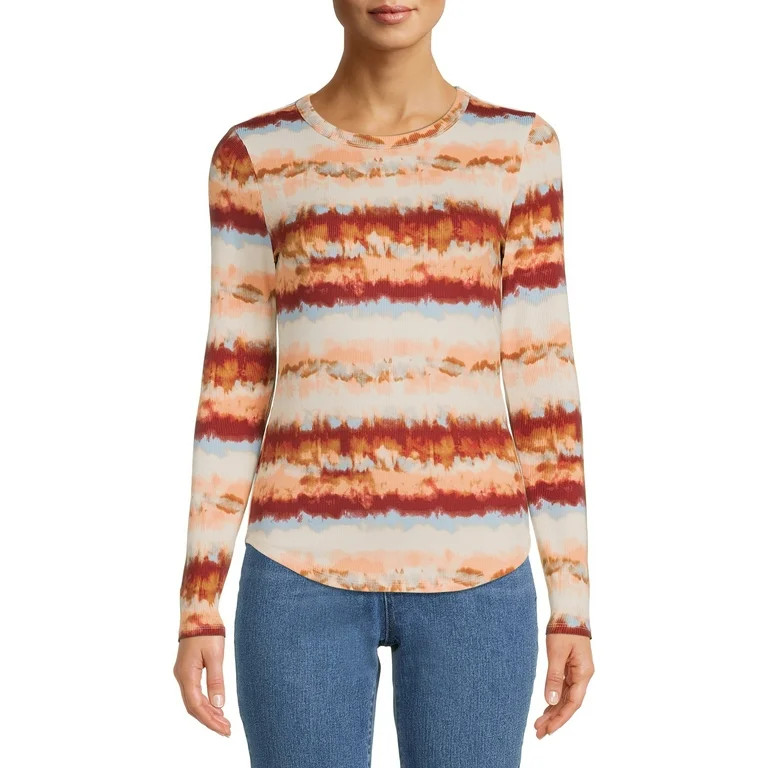 No Boundaries Juniors' Crew Ribbed Long Sleeve Tee - Walmart.com | Walmart (US)