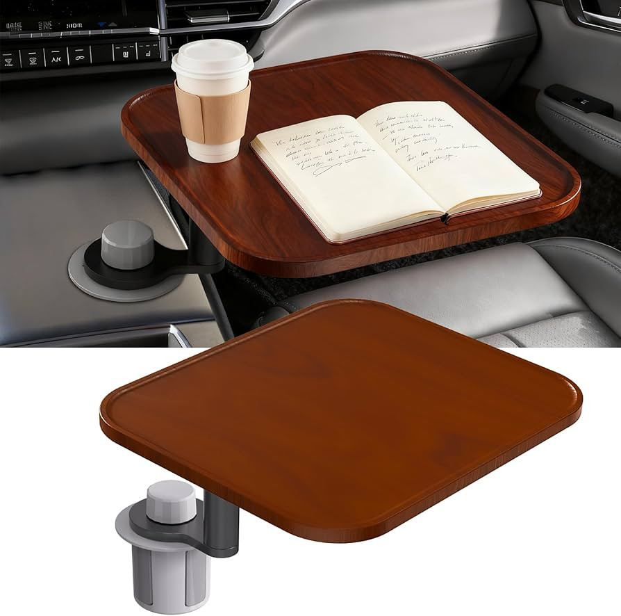 360\u00b0 Rotation Car Desk for Laptop, Height-Adjustable Cup Holder Table, Wooden Car Food Tray ... | Amazon (US)