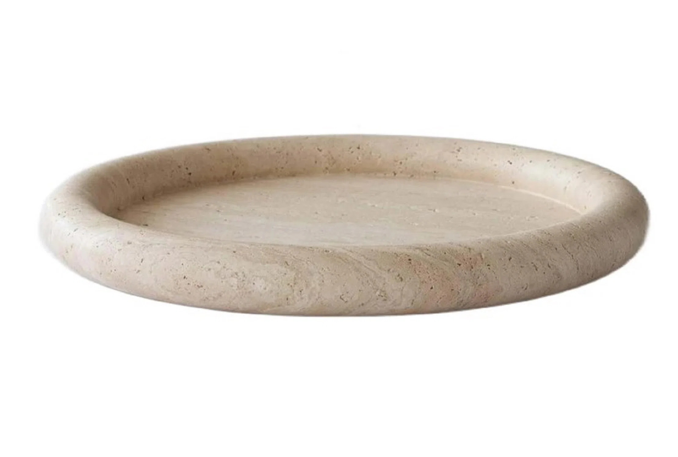 Travertine Small Round Tray Cream | Wayfair North America