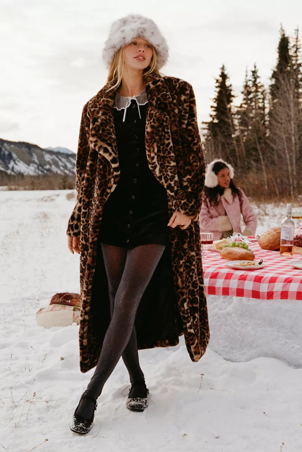 Silence + Noise Laura Leopard Print Faux Fur Overcoat | Urban Outfitters (US and RoW)