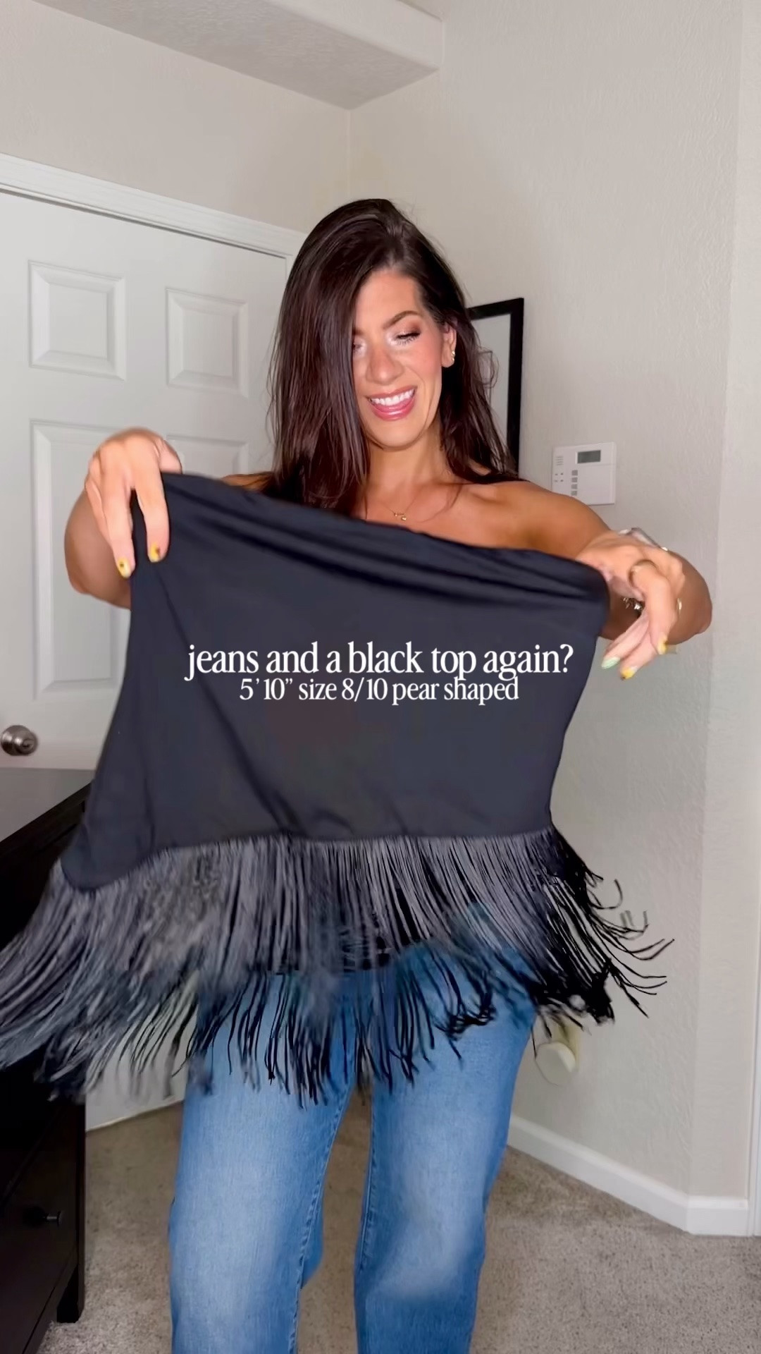 Styling these easy, slim wide leg jeans with a classic black top with fringe

In a medium top and 29 regular jeans, the clutch is old so I added similar

#LTKMidsize #LTKTall #LTKxMadewell