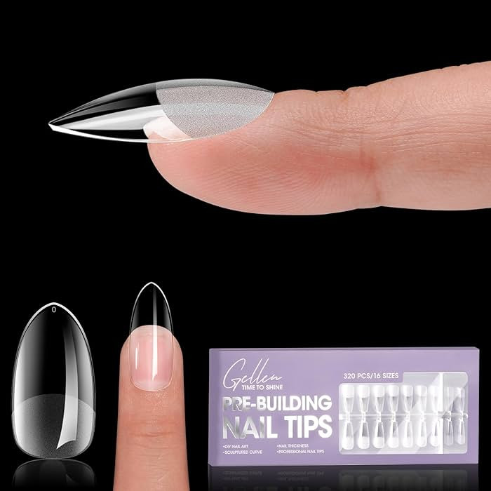 Gellen Tipex Pre-building Nail Tips, 320pcs Built-in Apex Medium Almond Shape, 16 Sizes Full Cove... | Amazon (US)
