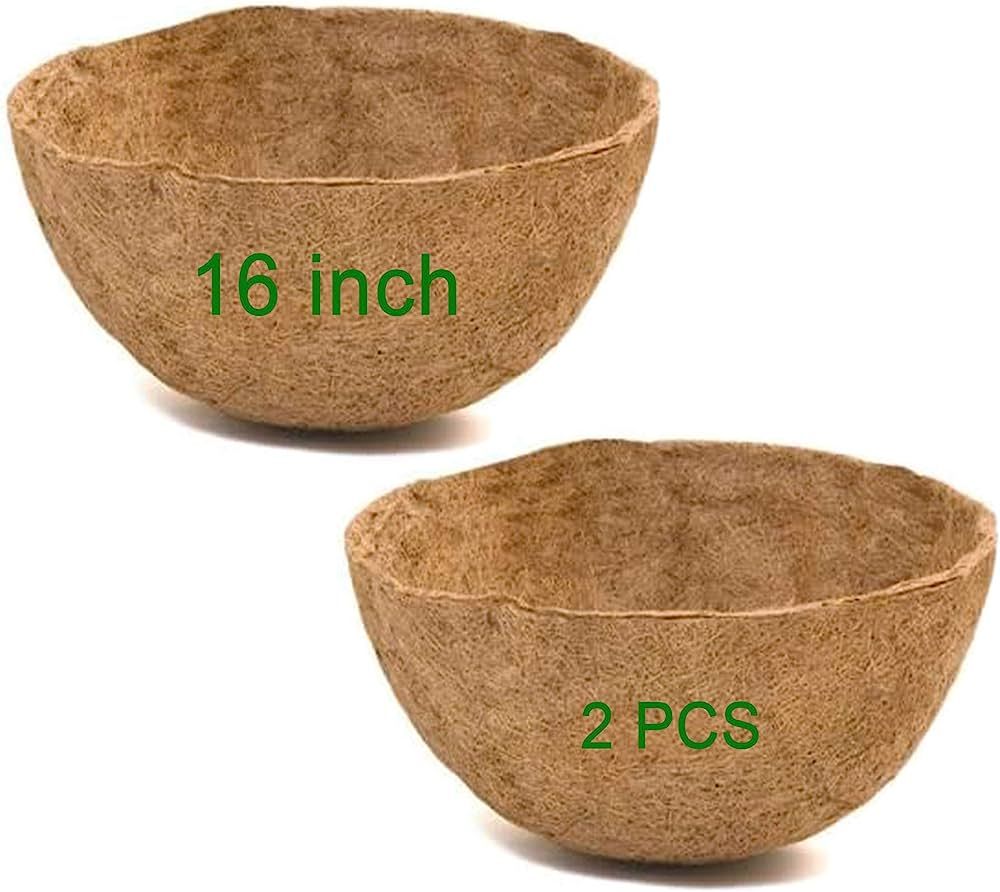 Frillybutts Coco Liners for Planters 16 Inch,2PCS Round Shape Coco Liner Coir Fiber Replacement L... | Amazon (US)