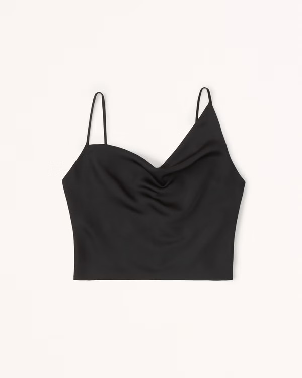 Satin Asymmetrical Cowlneck Cami | Abercrombie & Fitch (US)