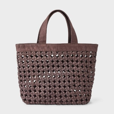 Waxed Cotton Woven Cord Tote Bag - Universal Thread™ Brown | Target