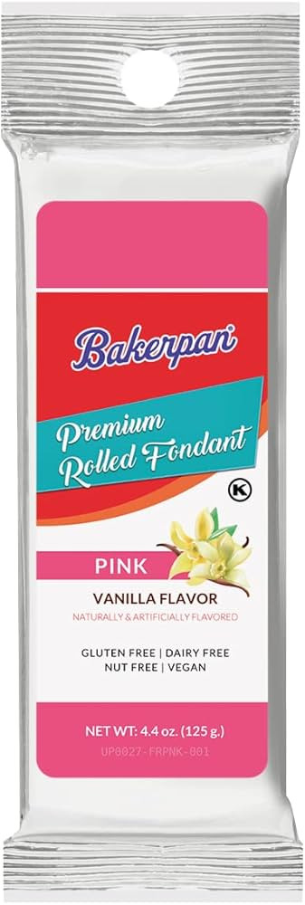 Bakerpan Premium Rolled Pink Fondant for Cake Decorating, Vanilla Flavor - 4.4 Ounces | Amazon (US)