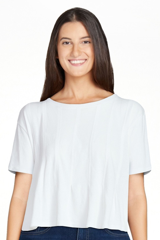 Scoop Women’s and Women's Plus Pleated Cropped Cotton Tee, Sizes XS-4X | Walmart (US)