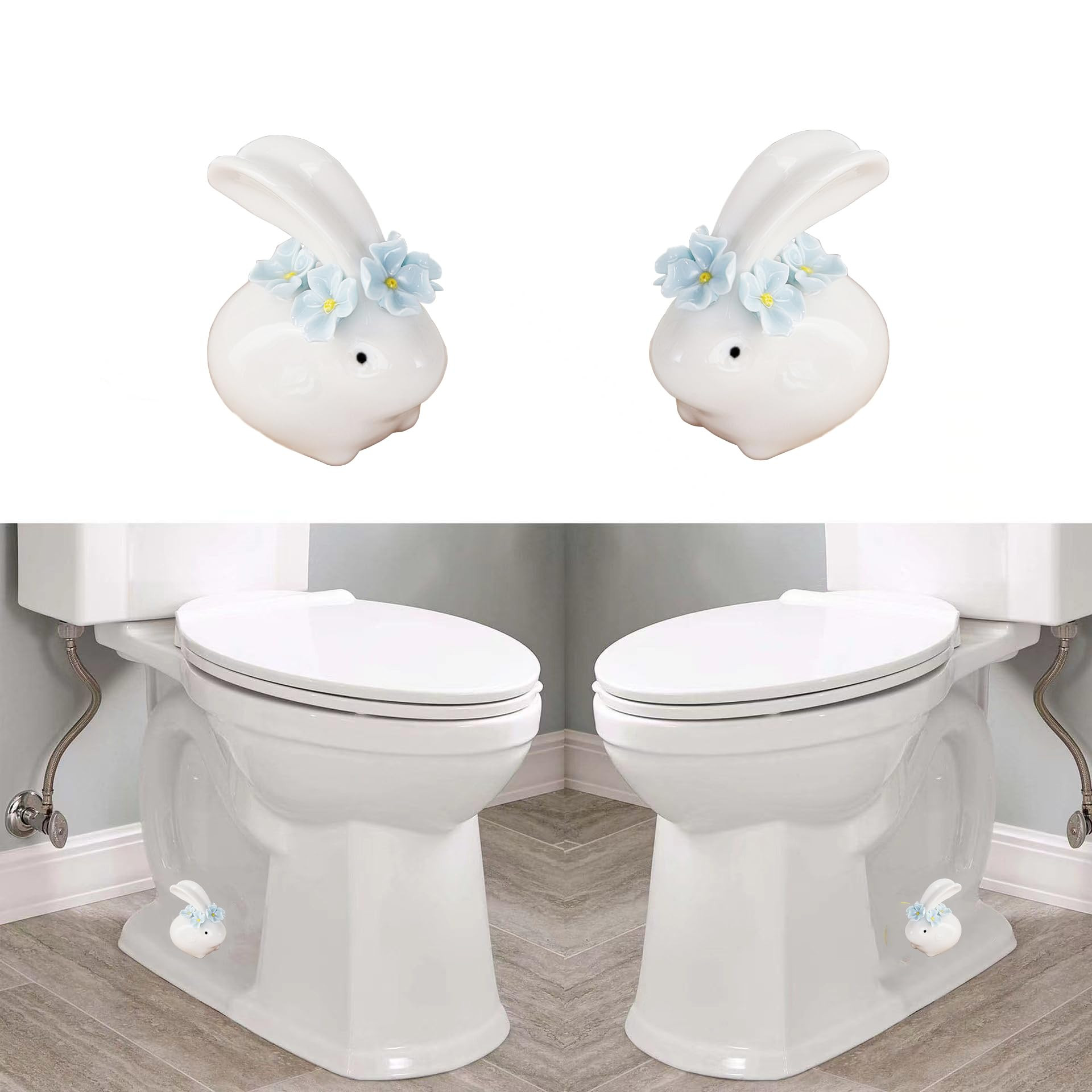 2 Pcs Ceramic Bunny Toilet Floor Bolt Caps,Cute Animal Toilet Screw Caps Decorative,Toilet Bolt F... | Amazon (US)