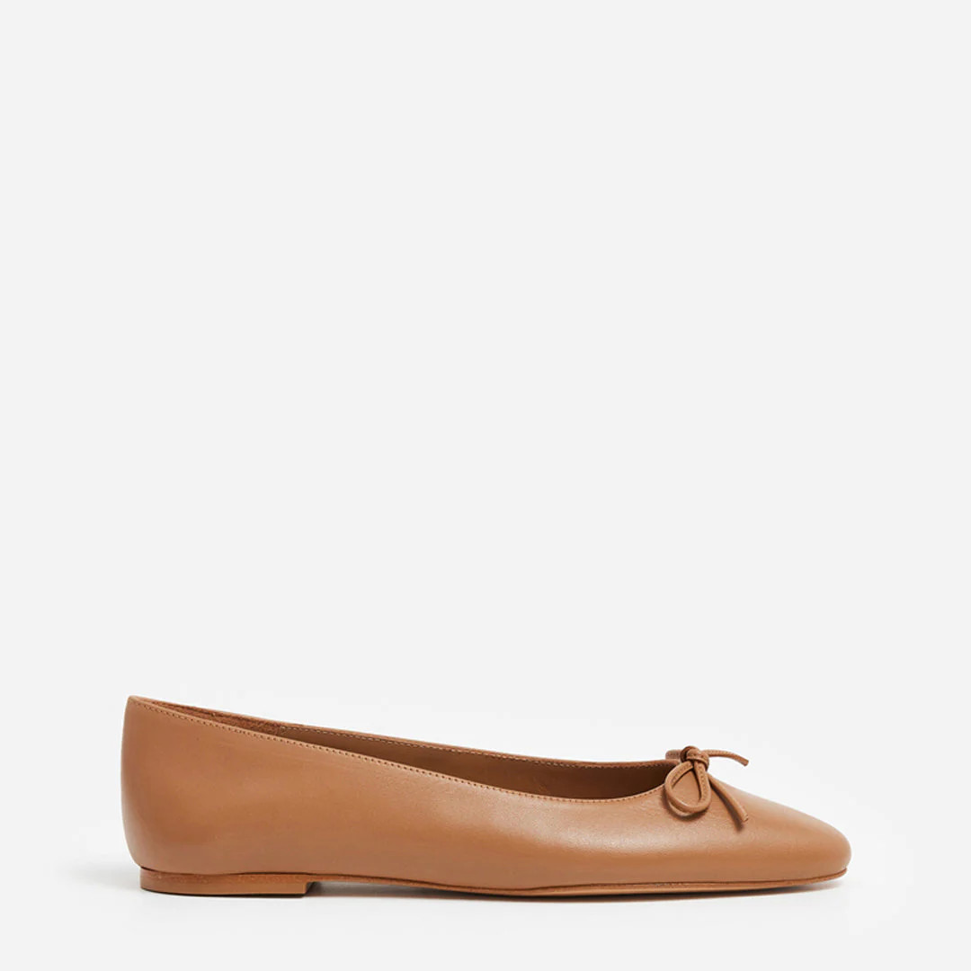 Bodil Leather Cognac Ballet Flats | Flattered
